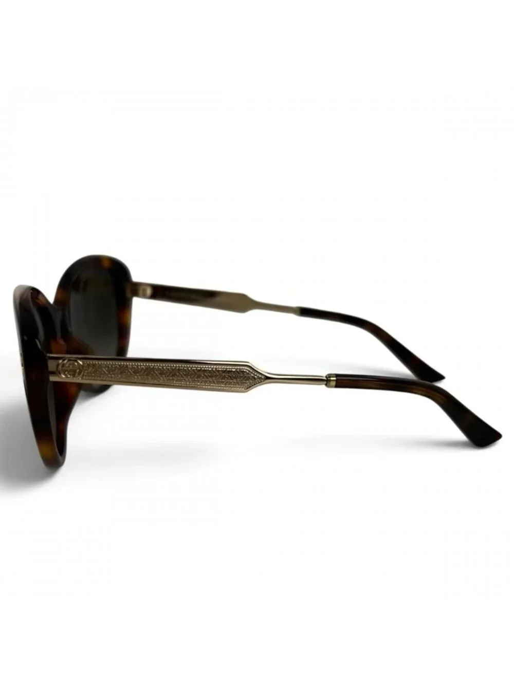 Gucci Sunglasses Interlocking G Acetate Metal Brown Gold Eyewear
